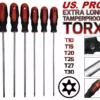 US PRO By BERGEN US.PRO Extra Long Magnetic Tamper Proof TORX S2 Screwdriver Set Star Set T10-T30