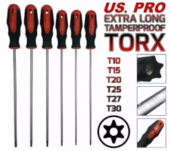US PRO By BERGEN US.PRO Extra Long Magnetic Tamper Proof TORX S2 Screwdriver Set Star Set T10-T30