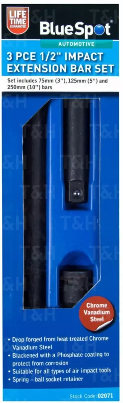 BLUESPOT 1/2" Drive IMPACT Extension Bar Set 75mm - 250mm -SOCKET SETS & EXTENSION BARS Sales a377e443 e5b3 4739 893d 5a79a8312940