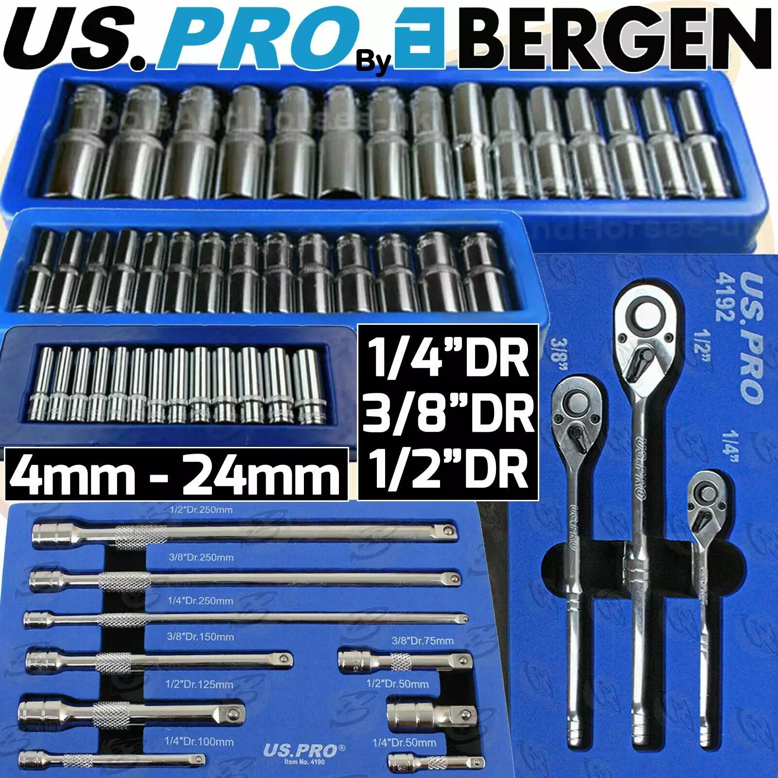US PRO By BERGEN US.PRO By BERGEN Deep Sockets & Ratchet Handles & Extension Bars 1/4" 3/8" 1/2" Drive 6PT 1 US PRO By BERGEN US.PRO By BERGEN Deep Sockets & Ratchet Handles & Extension Bars 1/4" 3/8" 1/2" Drive 6PT
