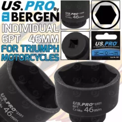 US PRO By BERGEN US.PRO By BERGEN 46mm 1/2" Drive Impact Socket For Triumph Motorcycles 6 Point Deep Impact Socket
