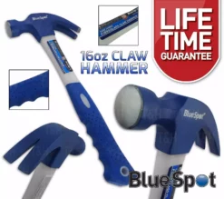 BLUESPOT Claw Hammer Fibreglass 16oz Hardened Steel Curved Head Rubber Grip Nail Puller