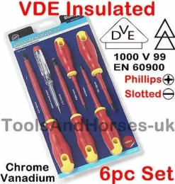 BLUESPOT VDE Screwdriver Set & Circuit Voltage Tester 1000v Insulated Electrical Drivers