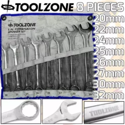 Toolzone Jumbo Spanners 8pc Long Reach Combination Wrench Spanner Set 20mm - 32mm HGV CRV