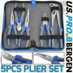 US PRO By BERGEN US PRO Soft Grip Pliers Set Long Nose Diagonal Cutting Bent Nose Set Plier 5pcs