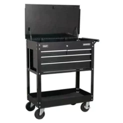 Sealey AP850MB Heavy Duty Mobile Tool &amp; Parts Trolley With 4 Drawers &amp; Lockable Top - Black -SOCKET SETS & EXTENSION BARS Sales ap850mb3