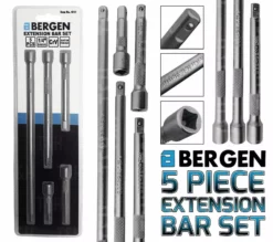 US PRO By BERGEN BERGEN 1/4" Dr Long Reach Extension Bar Set 5pc - 50 / 75 / 100 / 150 / 225mm