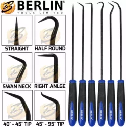 BERLIN TOOLS BERLIN Long Reach Pick And Hook Tool Set O Ring Seal Hose Removal Puller Set HD