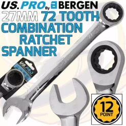 US PRO By BERGEN US.PRO By BERGEN 27mm Ratchet Spanner 72 Tooth Ratchet Combi Spanner Open & Ring End Wrenc