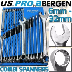 US PRO By BERGEN US.PRO By BERGEN Combination Spanners Combi Wrench Set 6-32mm Open & Ring End Spanners 25p
