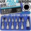 US PRO By BERGEN US.PRO By BERGEN HEX BIT Sockets Set Allen Keys 1/4" 3/8" 1/2" H2 - H14 Allen Keys Sockets