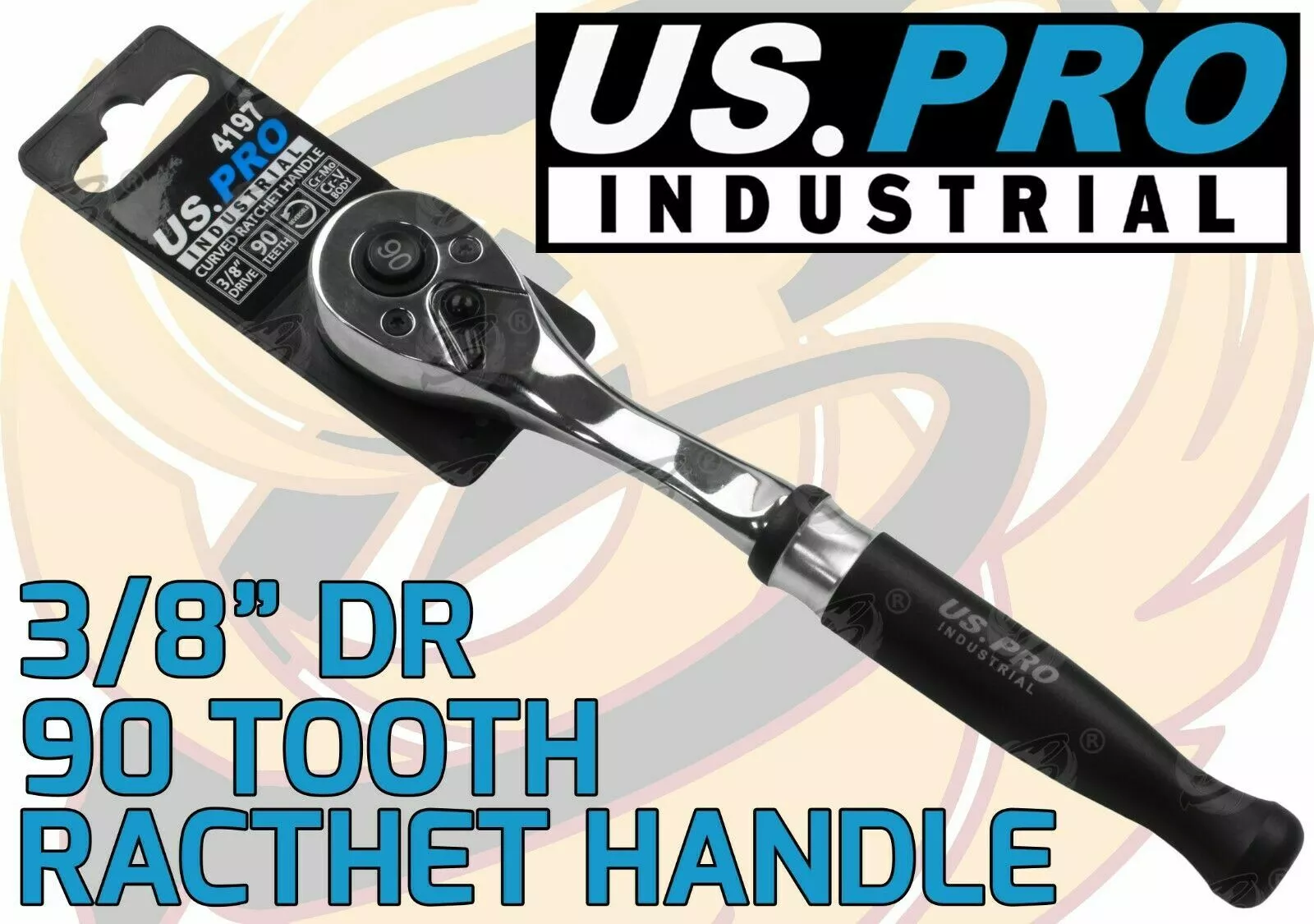 US PRO By BERGEN US.PRO INDUSTRIAL 3/8" Drive 90 Tooth Quick Release Curved Ratchet Handle 4197 2 US PRO By BERGEN US.PRO INDUSTRIAL 3/8" Drive 90 Tooth Quick Release Curved Ratchet Handle 4197 - Image 2