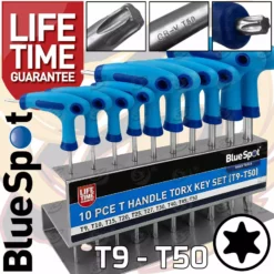 BLUESPOT T-Handle Torx Star Key Set T9 - T50 Torx Drivers 10pc Long & Short Reach Torx TX
