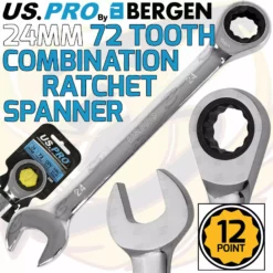 US PRO By BERGEN US.PRO By BERGEN 24mm Ratchet Spanner 72 Tooth Ratchet Comb Spanner Open & Ring End Wrench