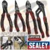 SEALEY Pliers Set 4pcs High Leverage Plier Set Cutters Combi Long Nose Plier Set