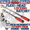 SEALEY 1/2" Dr 72T Tooth Locking Flexi Head Flexible Extendable Ratchet Handle