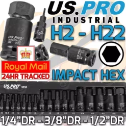 US PRO By BERGEN US PRO INDUSTRIAL Impact Hex Bit Socket Set 1/4" 3/8" 1/2" Drive 17pcs Sockets