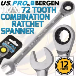 US PRO By BERGEN US.PRO By BERGEN 11mm Ratchet Spanner 72 Tooth Ratchet Combi Spanner Open & Ring End Wrenc
