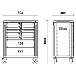 Beta C37/7 7 Drawer Mobile Roller Cabinet - Orange -SOCKET SETS & EXTENSION BARS Sales c377