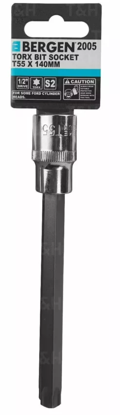 US PRO By BERGEN BERGEN T55 Torx Socket T55 1/2" Drive 140mm Long Torx Key Single Socket Star Key -SOCKET SETS & EXTENSION BARS Sales c38903d0 2582 4508 9cac ca156368936a