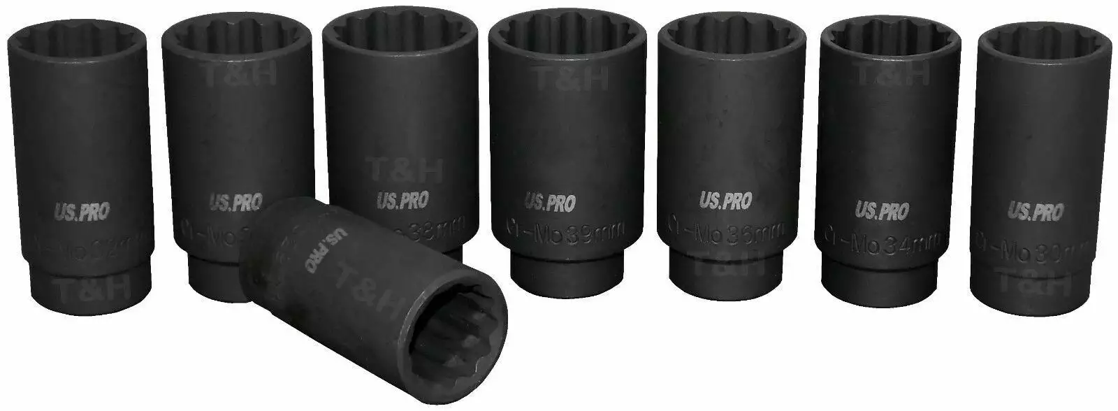 US PRO By BERGEN US.PRO TOOLS 12 Point Axle Hub Lug Nut DEEP IMPACT Socket Set 1/2" Drive 29-39mm 3 US PRO By BERGEN US.PRO TOOLS 12 Point Axle Hub Lug Nut DEEP IMPACT Socket Set 1/2" Drive 29-39mm - Image 3