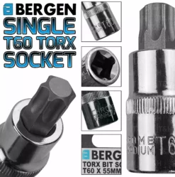 US PRO By BERGEN BERGEN T60 Torx Socket T60 1/2" Drive 55mm Long Torx Key Single Socket Star Key