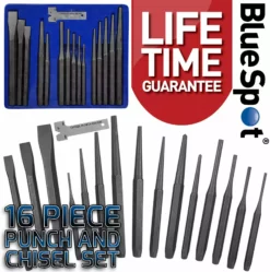BLUESPOT Heavy Duty Punch & Chisel Set Cold Chisels Center Punch PIN Punch Taper Punch 16