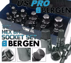 US PRO By BERGEN BERGEN HEX BIT Sockets Set 1/2" Dr Allen Keys H4 To H19 Hex Allen Keys Sockets