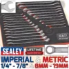 SEALEY Imperial SAE & Metric Combination Spanner Set 8mm-19mm 1/4" - 7/8"
