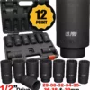 US PRO By BERGEN US.PRO TOOLS 12 Point Axle Hub Lug Nut DEEP IMPACT Socket Set 1/2" Drive 29-39mm