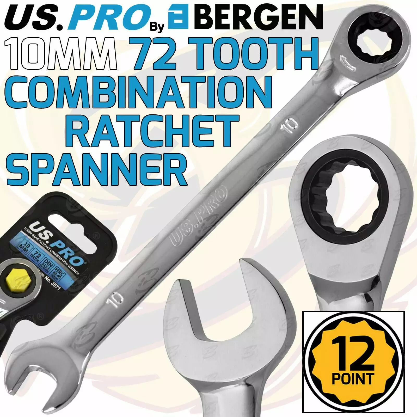 US PRO By BERGEN US.PRO By BERGEN 10mm Ratchet Spanner 72 Tooth Ratchet Combi Spanner Open & Ring End Wrenc 1 US PRO By BERGEN US.PRO By BERGEN 10mm Ratchet Spanner 72 Tooth Ratchet Combi Spanner Open & Ring End Wrenc