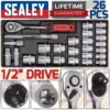 SEALEY 1/2" Drive Sockets 10mm - 32mm Extension Bar Ratchet Handle Spark Plug UJ