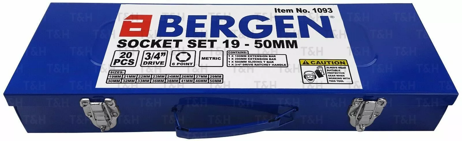 US PRO By BERGEN BERGEN 3/4" Drive Socket Set 19-50mm Ratchet Extension Bar Metric 20pc Tool Set 12 US PRO By BERGEN BERGEN 3/4" Drive Socket Set 19-50mm Ratchet Extension Bar Metric 20pc Tool Set - Image 12