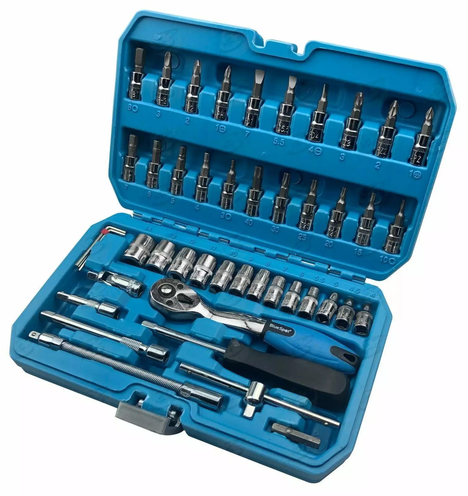 BlueSpot Sockets & DEEP Socket Set 1/4" Drive Tool Set With 72T Ratchet Torx Hex UJ PZ PH 2 BlueSpot Sockets & DEEP Socket Set 1/4" Drive Tool Set With 72T Ratchet Torx Hex UJ PZ PH - Image 2