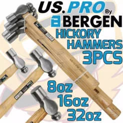 US PRO By BERGEN US.PRO By BERGEN Ball Pein Hickory Hammer Set 3pc Ball Machinist's Hammers 8oz 16oz 32oz