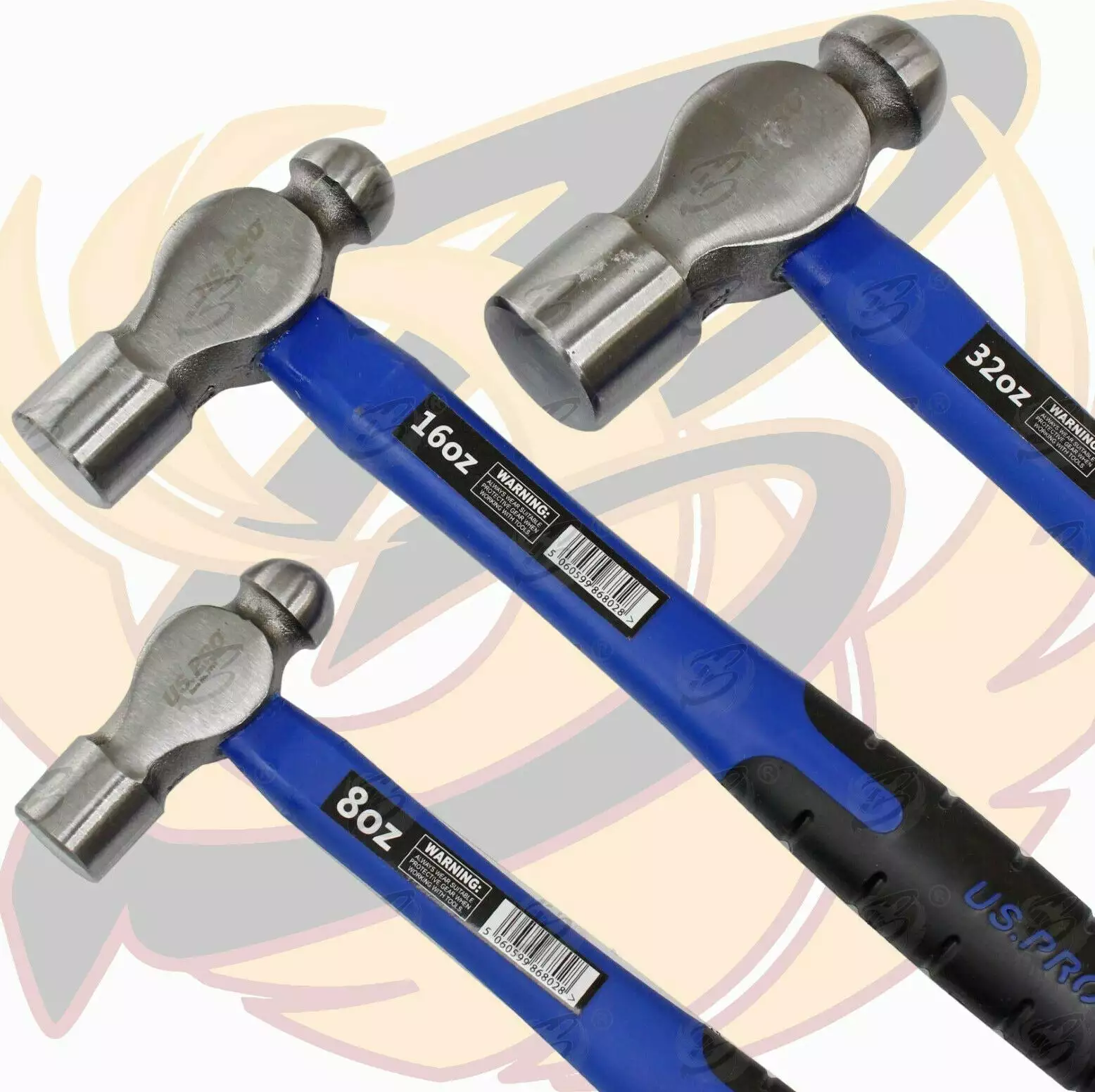 US PRO By BERGEN US.PRO By BERGEN Ball Pein Hammer Set 3pc Ball PEEN Machinist's TPR Hammers 8oz 16oz 32oz 3 US PRO By BERGEN US.PRO By BERGEN Ball Pein Hammer Set 3pc Ball PEEN Machinist's TPR Hammers 8oz 16oz 32oz - Image 3
