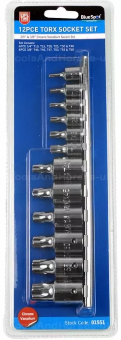 BlueSpot Torx Star Socket Set 12pc 1/4" & 3/8" Drive Torx Socket Tool Set T10 - T60 Torks -SOCKET SETS & EXTENSION BARS Sales d762e945 750c 4112 85a3 4338f1b679ec