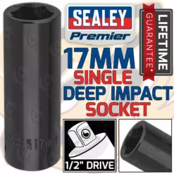 SEALEY Deep Impact Socket 17mm 1/2" Drive 17mm 6 Point Wall Drive Impact Socket