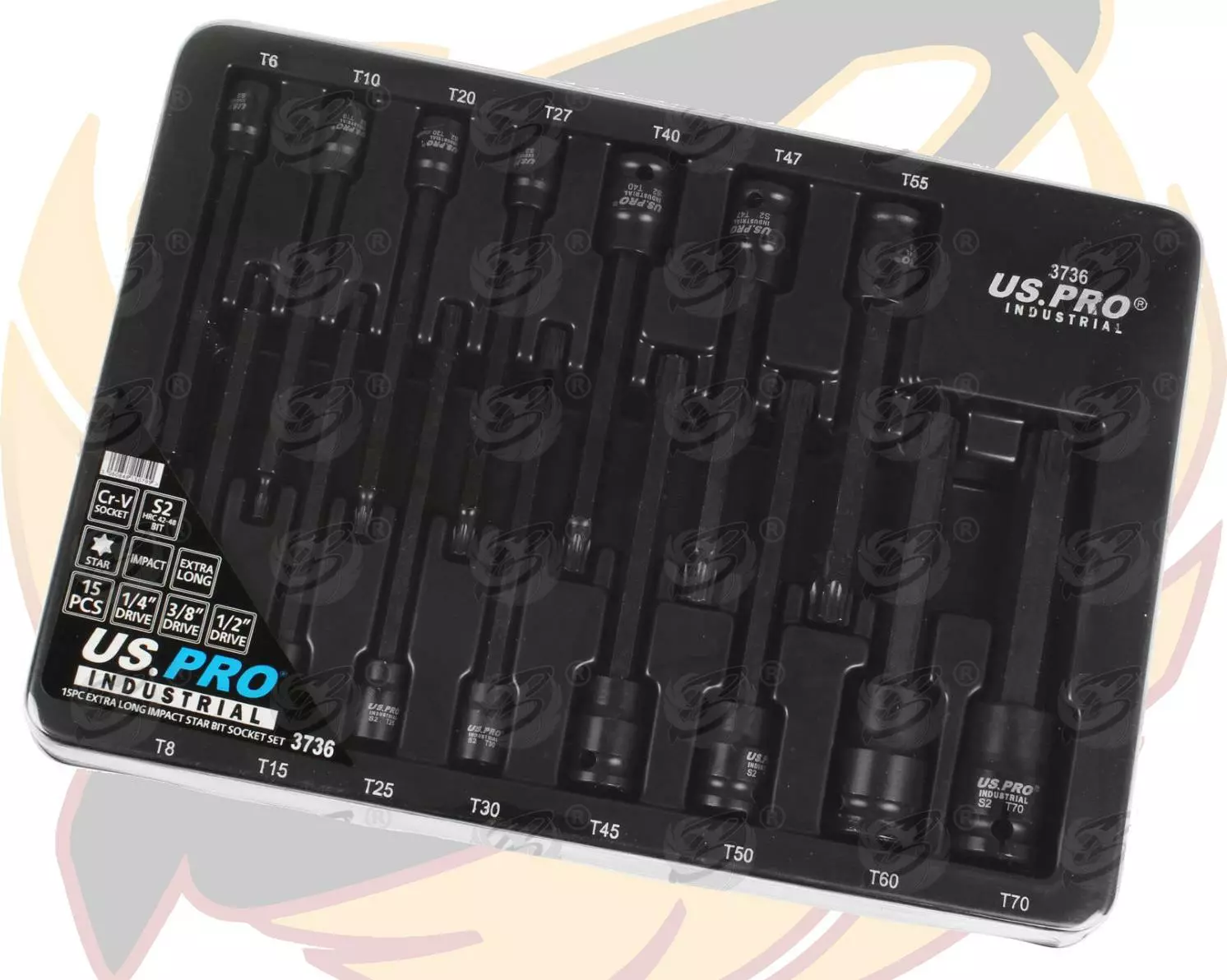 US PRO By BERGEN US.PRO INDUSTRIAL Extra Long Impact Torx Bit Socket Set 1/4" 3/8" 1/2" Dr 15 PCS 4 US PRO By BERGEN US.PRO INDUSTRIAL Extra Long Impact Torx Bit Socket Set 1/4" 3/8" 1/2" Dr 15 PCS - Image 4