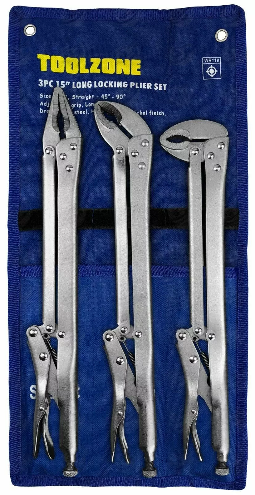 TOOLZONE 3 Piece Extra Long Locking Pliers 8 TOOLZONE 3 Piece Extra Long Locking Pliers - Image 8