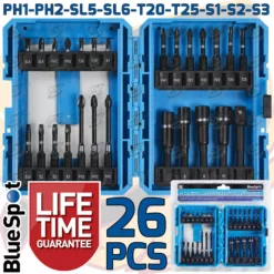BlueSpot Impact Driver Bit Set PZ Phillips Torx Square Slotted Nut Driver Impact Adapter
