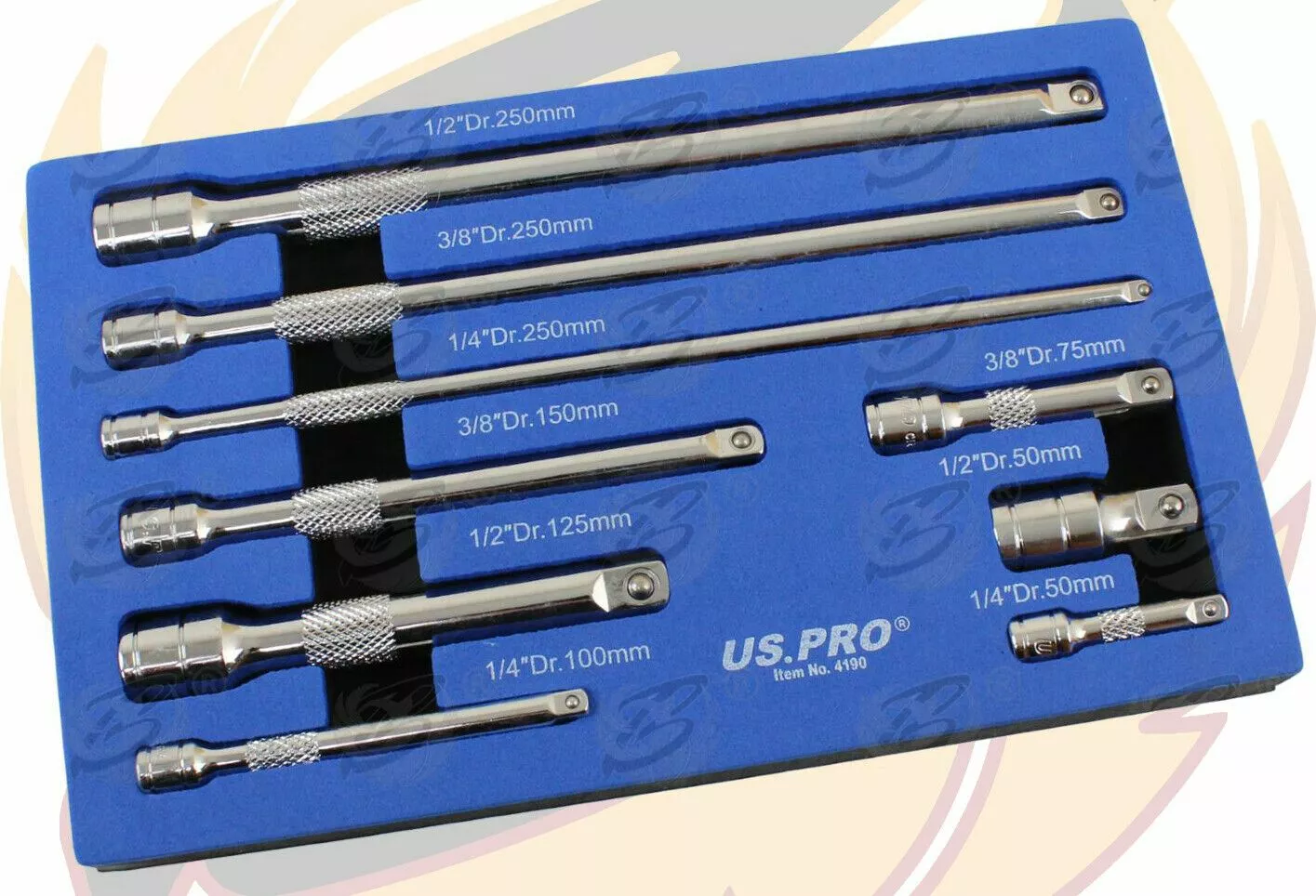 US PRO By BERGEN US.PRO By BERGEN Extension Bars 1/2" 3/8" 1/4" Long Reach Extension Bar Set Drive 2 US PRO By BERGEN US.PRO By BERGEN Extension Bars 1/2" 3/8" 1/4" Long Reach Extension Bar Set Drive - Image 2