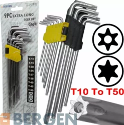 US PRO By BERGEN Extra Long Reach Torx Keys Security Torx-Wrenches Tamper Proof Star Keys