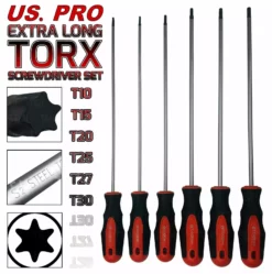 US PRO By BERGEN US.PRO Extra Long Magnetic TORX Star Screwdriver Set T10 T15 T20 T25 T27 T30Torx