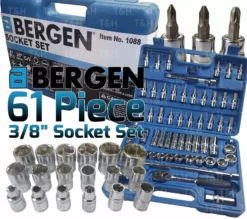 US PRO By BERGEN BERGEN 3/8"Drive Sockets & DEEP Socket Set 61pc Tool Set With 72T Ratchet Torx H