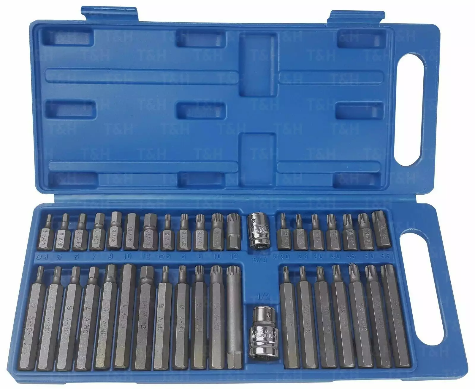 BlueSpot Hex Torx Star & Spline Socket BIT Set 1/2" & 3/8"dr Short & Long Reach Allen Key 2 BlueSpot Hex Torx Star & Spline Socket BIT Set 1/2" & 3/8"dr Short & Long Reach Allen Key - Image 2