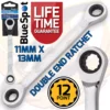 BlueSpot Ratchet Spanner 11mm X 13mm Double Ended Ratchet Spanner Wrench 72 Tooth 12Point