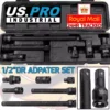 US PRO By BERGEN US PRO INDUSTRIAL 1/2" Drive IMPACT Adapter Extension Bars Set UJ Step Up / Down