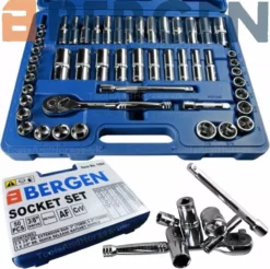 US PRO By BERGEN BERGEN Sockets & DEEP Socket Set 3/8" Drive Tool Set With Ratchet Metric & AF 50