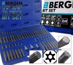 US PRO By BERGEN BERGEN 75pc Special Bit Set Hex / Spline / Ribe / Star Torx / Tamperproof Bits